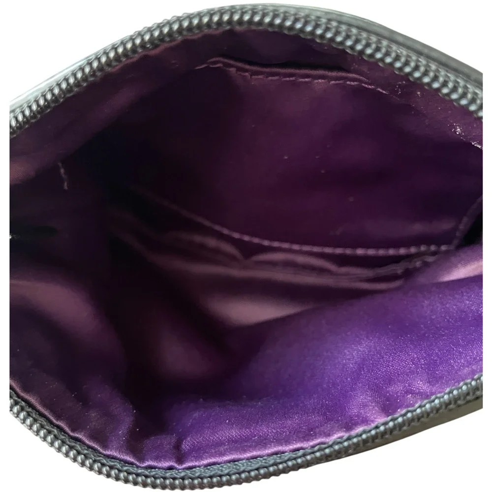 COACH Signature Abstract Purple Sateen Black Patent Leather Wristlet Hang Tag - Picture 6 of 7